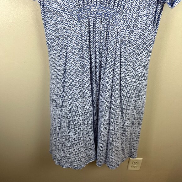 Boden Crew Neck Jersey Dress Size 12 Bluebell Geo Blooms Work Teacher Blue - Picture 5 of 8